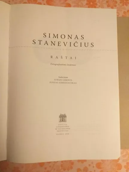 Raštai - Simonas Stanevičius, knyga 1