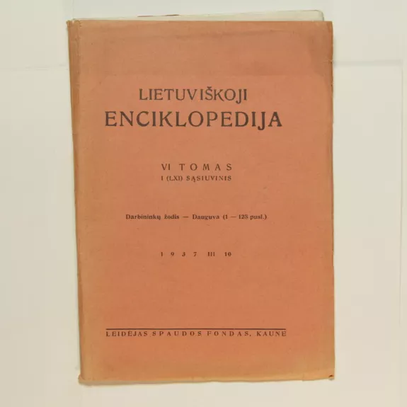 Lietuviškoji enciklopedija (VI tomas I sąsiuvinis)