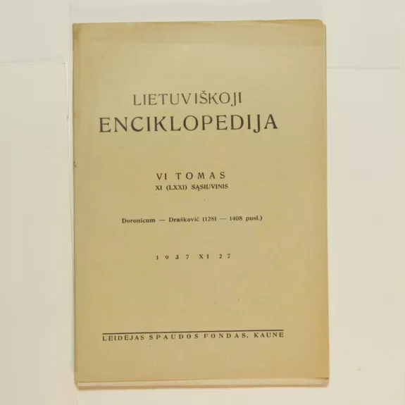 Lietuviškoji enciklopedija VI Tomas XI sąsiuvinis - Vaclovas Biržiška, knyga
