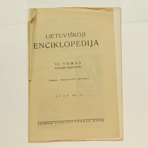 Lietuviškoji enciklopedija VII Tomas II sąsiuvinis - Vaclovas Biržiška, knyga