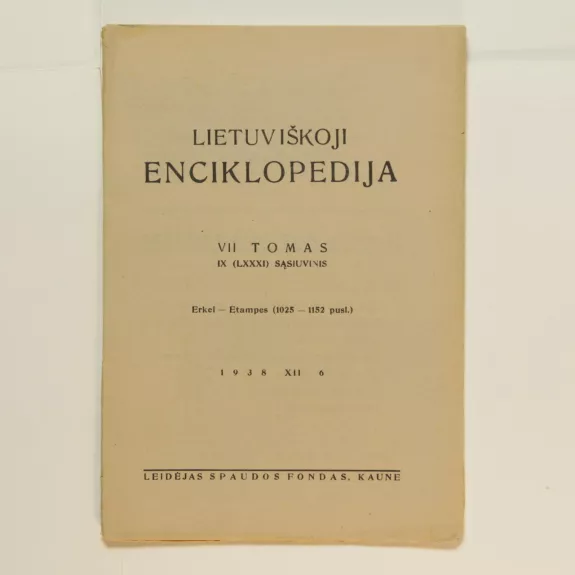 Lietuviškoji enciklopedija VII Tomas IX sąsiuvinis