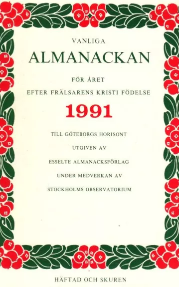 Vanliga almanackan för året 1991 till Göteborgs horisont