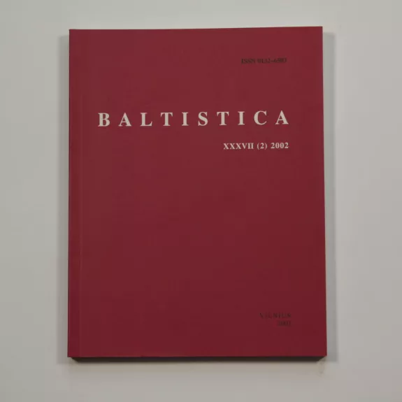 Baltistica XXXVII (2) 2002 - Bonifacas Stundžia, knyga