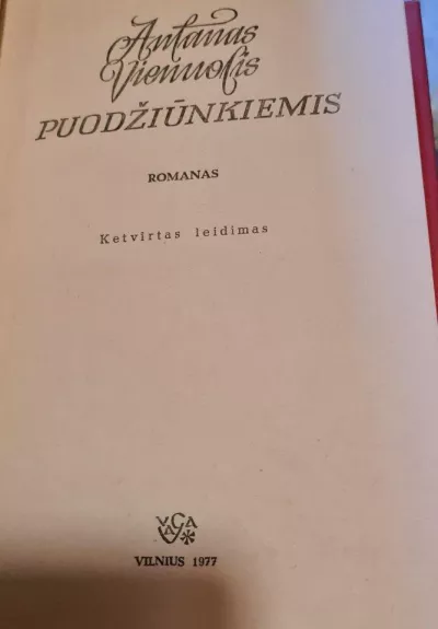 Puodžiūnkiemis - Antanas Vienuolis, knyga 1