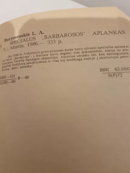 Specialus "Barbarosos" aplankas - Levas Bezymenskis, knyga 1