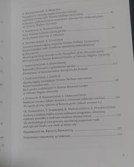 Vytauto Didžiojo universiteto Botanikos sodo raštai XV