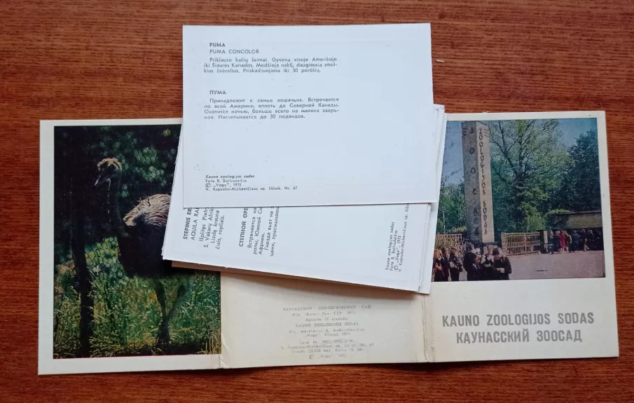 Kauno zoologijos sodas (atvirutės) 1975 - A. Andriuškevičius, G.  Beresnevičius, S.  Geda, S.  Parulskis, G.  Radvilavičiūtė, knyga 1