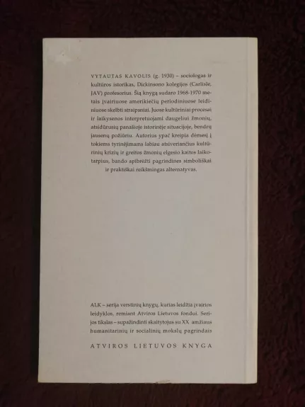 Kultūrinė psichologija - Vytautas Kavolis, knyga 1