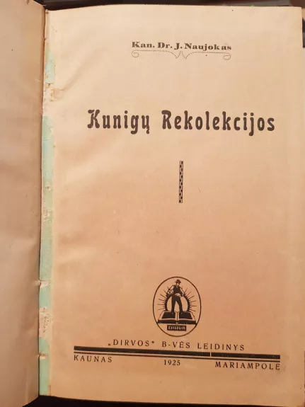 Kunigų rekolekcijos,1925 m - Jonas Naujokas, knyga