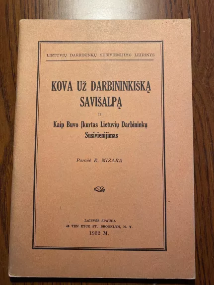 Kova už darbininkišką savišalpą ir kaip buvo įkurtas Lietuvių Darbininkų Susivienijimas - Rojus Mizara, knyga