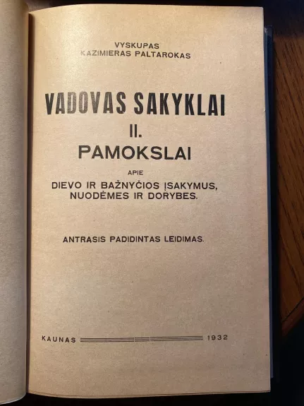 Vadovas sakyklai, II knyga