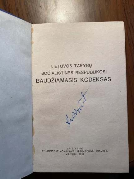Lietuvos tarybų socialistinės respublikos Baudžiamojo proceso kodeksas 1961