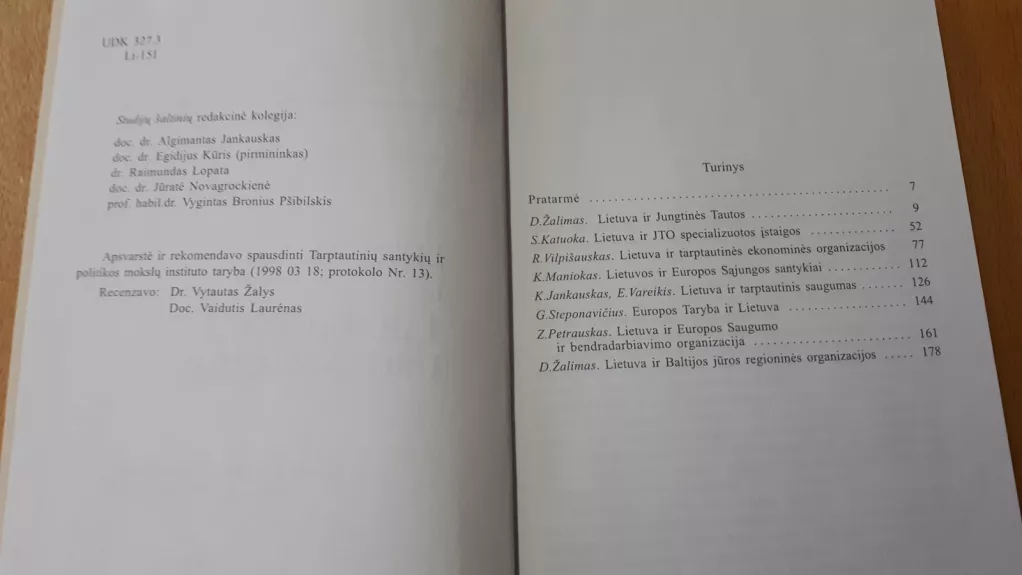LIETUVA IR TARPTAUTINĖS ORGANIZACIJOS - Autorių Kolektyvas, knyga 1