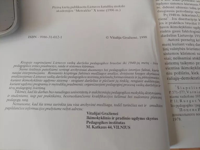 Lietuvos vaikų darželio pedagogikos bruožai iki 1940 m.