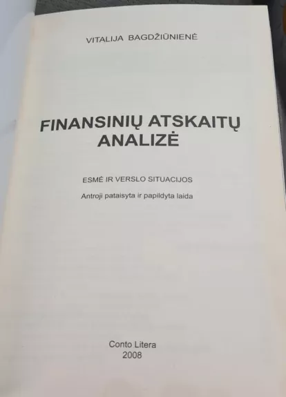 Finansinių ataskaitų analizė - Vitalija Bagdžiūnienė, knyga 1