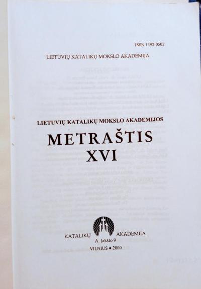 Lietuvos katalikų mokslo akademijos metraštis XVI