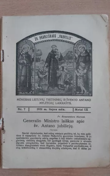 Šv. Pranciškaus varpelis 1931 liepos mėn. - Autorių Kolektyvas, knyga