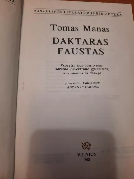 Daktaras Faustas - Tomas Manas, knyga 1