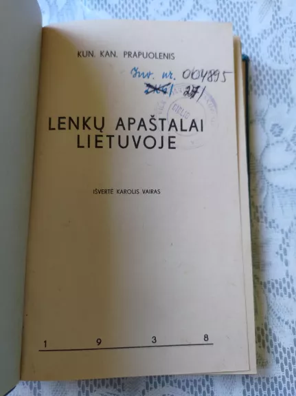 Lenkų apaštalai Lietuvoje - Kun. Kan. K. Prapuolenis, knyga