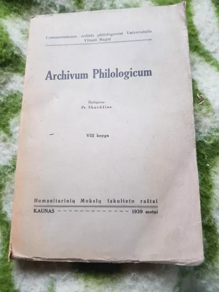 Archivum philologicum  VIII knyga - Pranas Skardžius, knyga