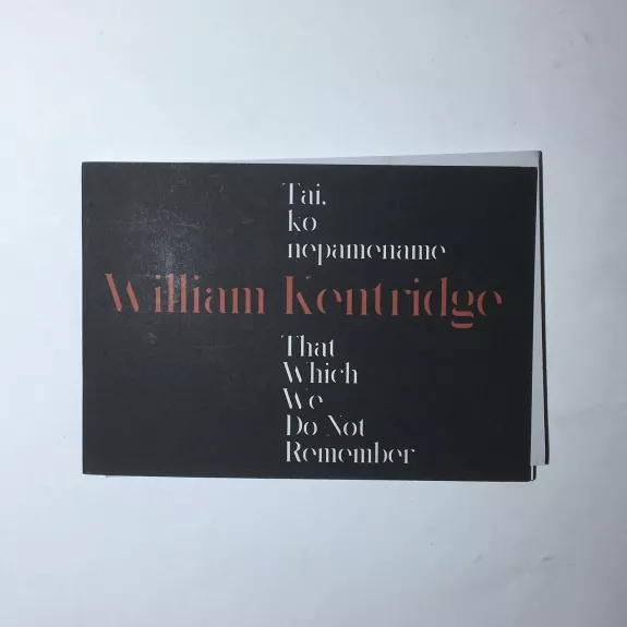 Tai ko nepamename - William Kentridge, knyga