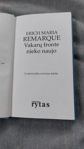 Vakarų fronte nieko naujo - Erich Maria Remarque, knyga