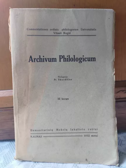 Archivum philologicum (III knyga) - P. Skardžius, knyga