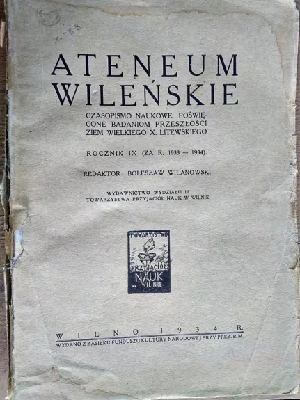 ATENEUM WILENSKIE IX (za r, 1933-1934) - Autorių Kolektyvas, knyga 1