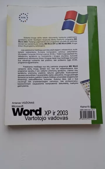 Microsoft Word XP ir 2003 vartotojo vadovas - Antanas Vidžiūnas, knyga 1