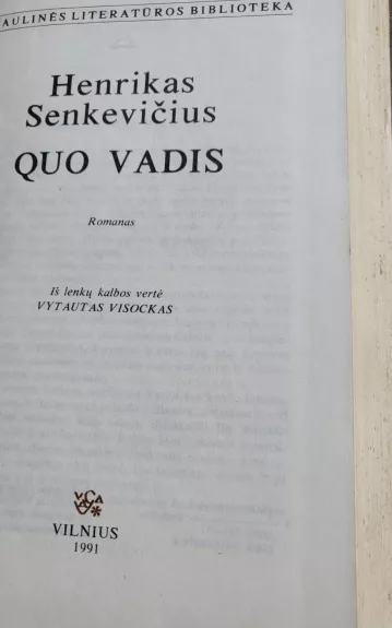 Quo vadis - Henrikas Senkevičius, knyga