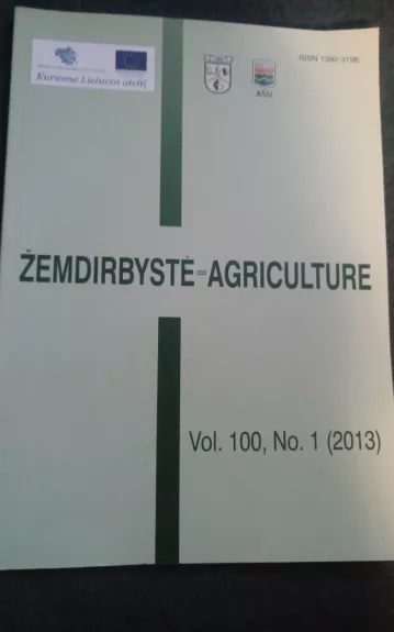 Žemdirbystė = Agriculture Vol 100, No. 1 (2013)