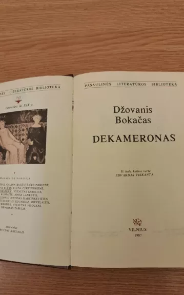 Dekameronas - Džovanis Bokačas, knyga