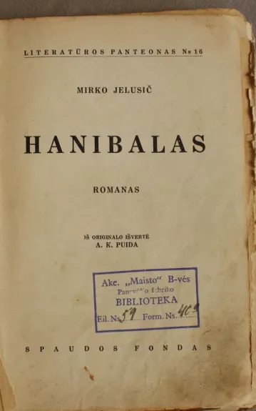 Hanibalas - Jalusič Mirko, knyga 1