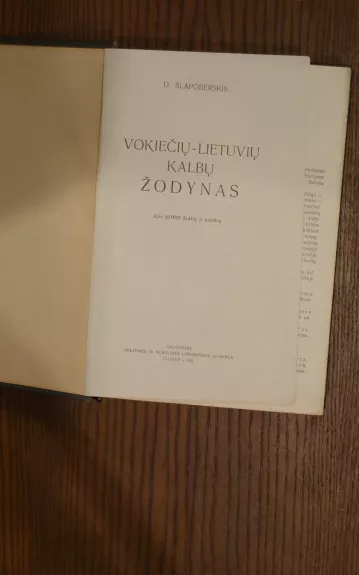 Vokiečių - Lietuvių kalbų žodynas - D. Šlapoberskis, knyga 1
