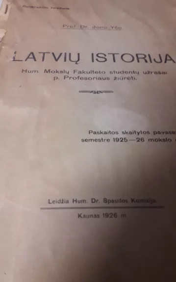 Latvių istorija - Jonas Yčas, knyga