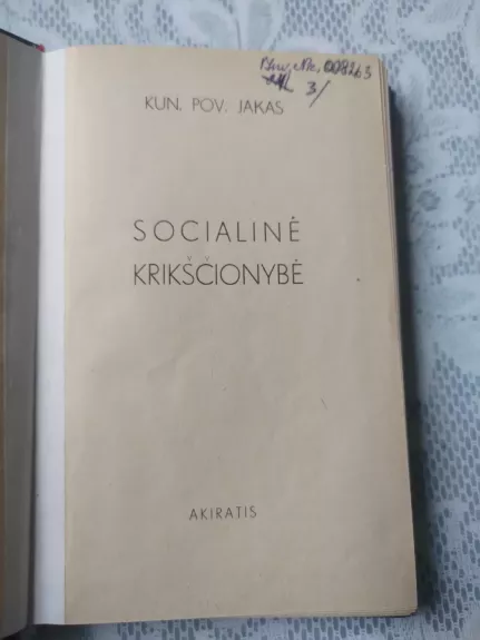 socialinė krikščionybė - P. Jakas, knyga