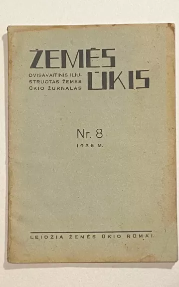 Žemės ūkis žurnalas 1936m. NR.8