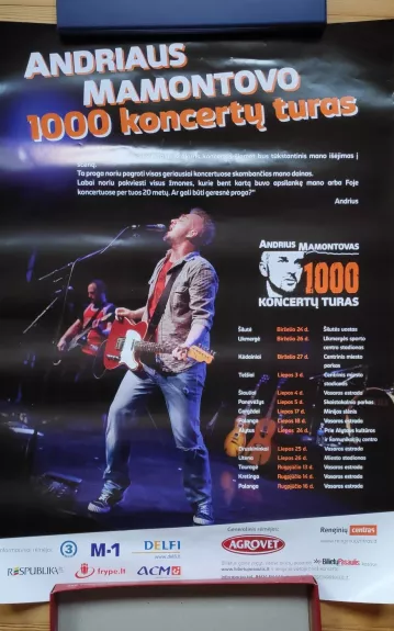 Andriaus Mamontovo koncertų plakatas "1000 koncertų turas"