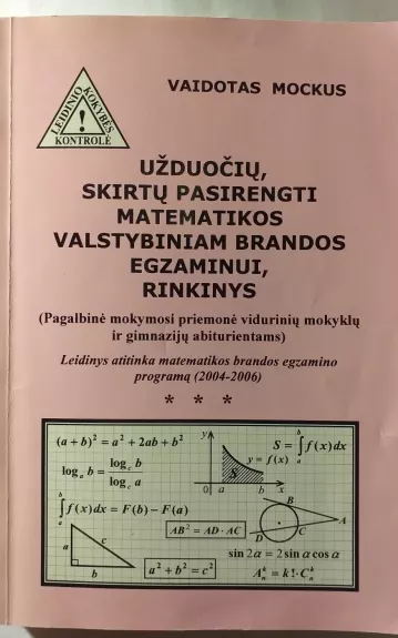 Užduočių, skirtų pasirengti matematikos valstybiniam brandos egzaminui, rinkinys - Vaidotas Mockus, knyga