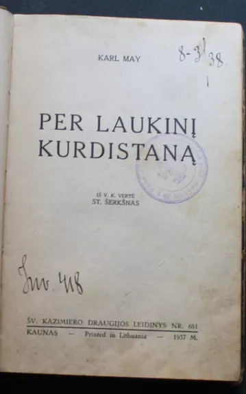 Per laukinį Kurdistaną, 1937 - May Karl, knyga 1