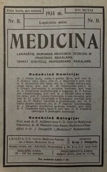 MEDICINA 1935 Lapkričio mėn. - Autorių Kolektyvas, knyga