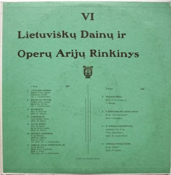 VI Lietuviškų Dainų Ir Operų Arijų Rinkinys