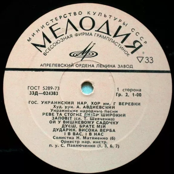 Гос. Украинский Нар. Хор Им. Г Веревки