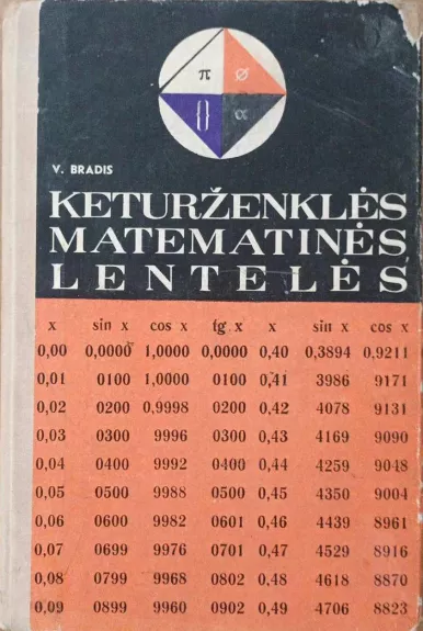 Keturženklės matematinės lentelės - Vladimir Bradis, knyga 1