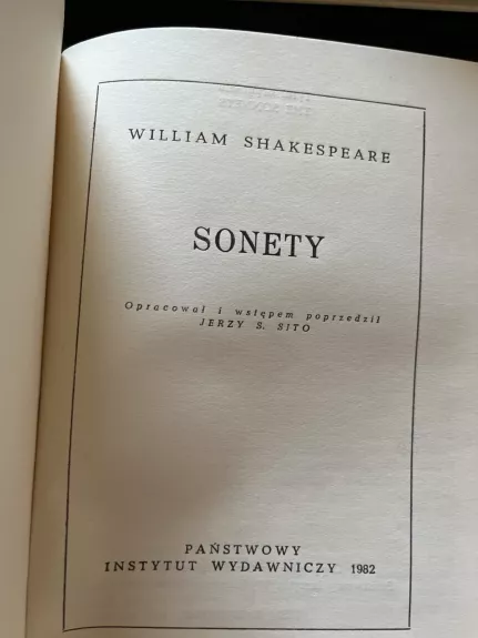 Sonety - Viljamas Šekspyras, knyga 1