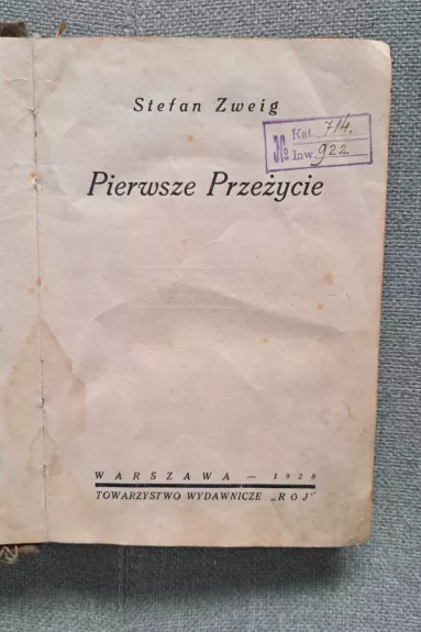 Pierwsze Przezycie - Stefan Zweig, knyga 1