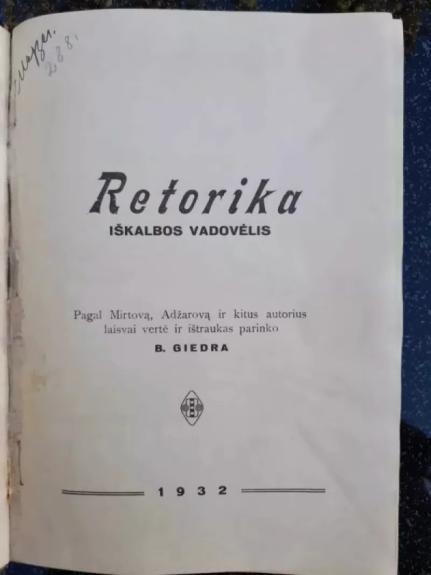 Retorika - B. Giedra, knyga 1