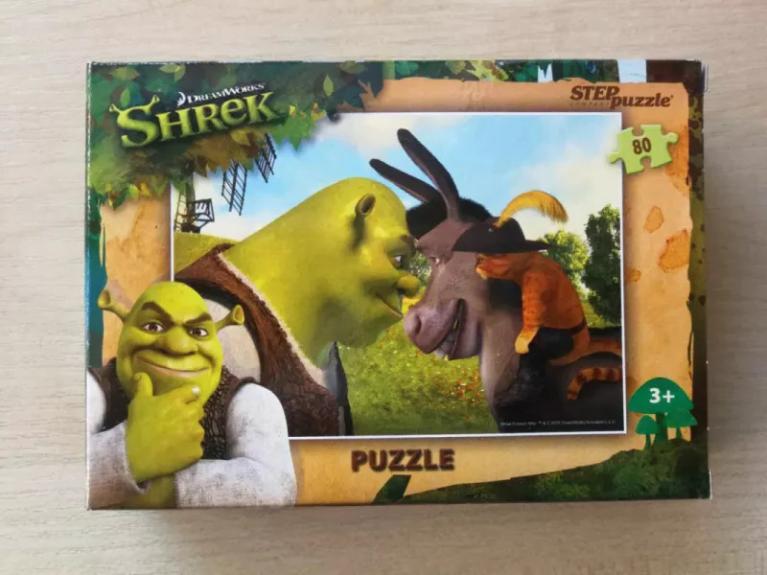 Dėlionė Puzzle 80 "Šrekas, asiliukas, batuotas katinas" /3/ 80 Puzzle Shrek. Donkey, Puss in Boots