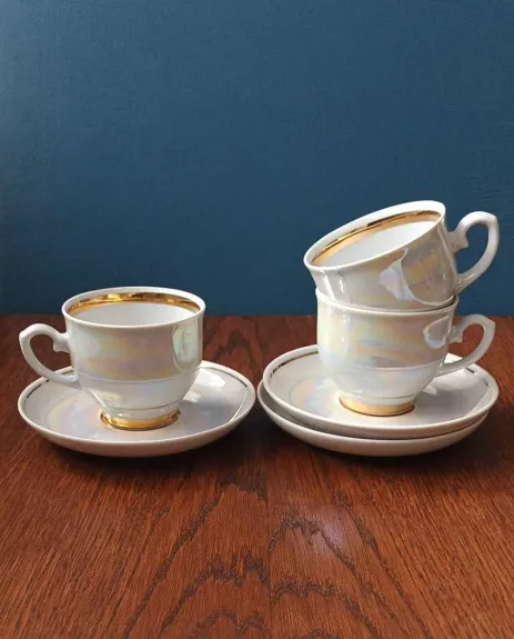 Puodelis su lėkštute, 100ml, 3vnt, Minsko fabrikas