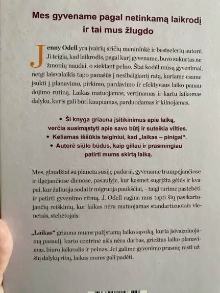 Laikas. Kaip atrasti gyvenimą už laikrodžio ribų - Jenny Odell, knyga 1